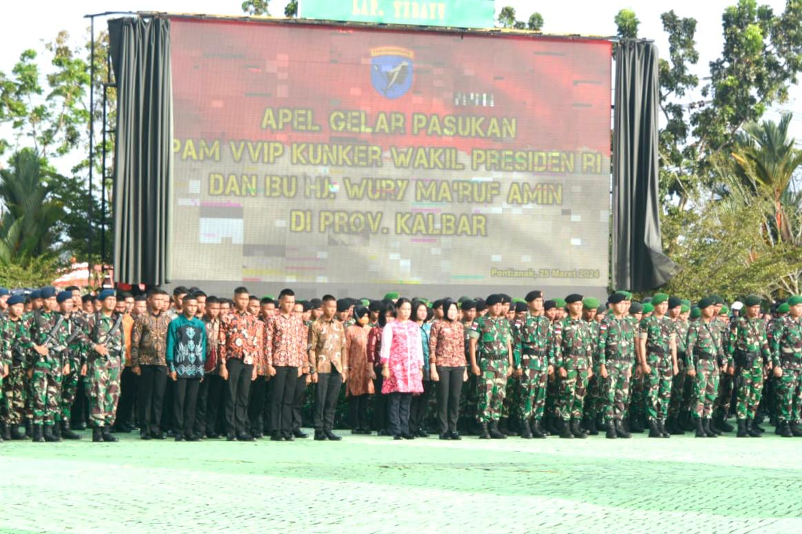 Pangdam Tanjungpura Pimpin Apel Gelar Pasukan PAM VVIP Kunjungan Kerja Wakil Presiden RI