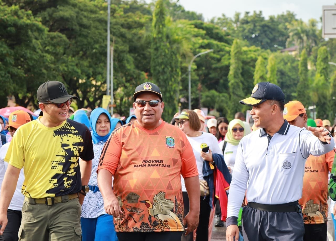 Pererat Tali Silaturahmi, Danlantamal XIV Ikuti CFD dan Jalan Sehat Bersama Pemda Provinsi Papua Barat Daya