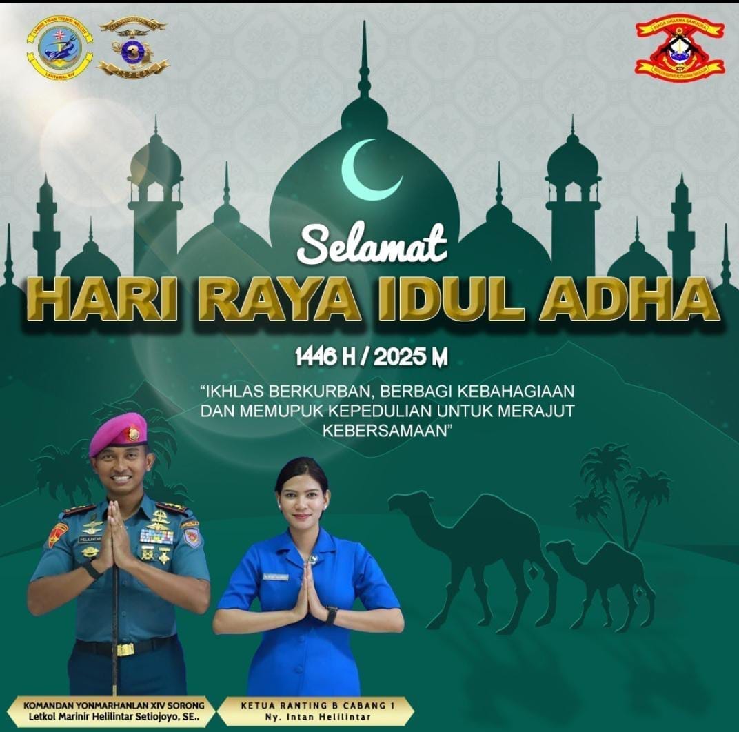 Danyonmarhanlan XIV Beserta Perwira dan Prajurit mengucapkan selamat idul adha 10 Dzulhijjah 1446 H