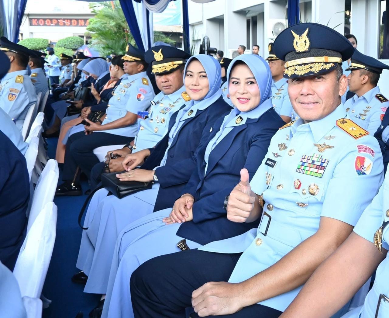 Danlanud Didampingi Ketua PIA Ardhya Garini Cab.7/D.ll Lanud Sultan Hasanuddin Hadiri Sertijab Pangkoopsudnas