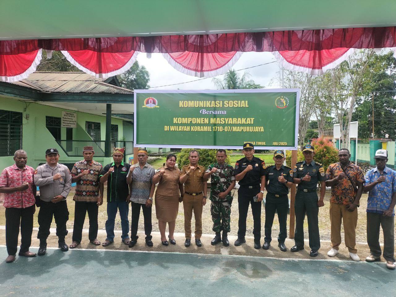 Perkokoh Hubungan Baik Demi Terwujudnya Kemanunggalan, Koramil 1710-07/Mapurujaya Gelar Komsos Bersama Komponen Masyarakat