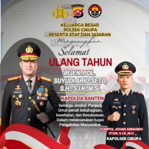 Kapolsek Cikupa Beserta Jajaran Ucapkan Selamat Ulang Tahun kepada Kapolda Banten Irjen Pol. Suyudi Ario Seto Kapolsek Cikupa Beserta Jajaran Ucapkan Selamat Ulang Tahun kepada Kapolda Banten Irjen Pol. Suyudi Ario Seto