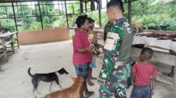 Satgas Yonif 126/KC Pos Arimop Gelar Pelayanan Kesehatan dan Pembelian Hasil Buruan di Pasar Pagi Kampung Maju