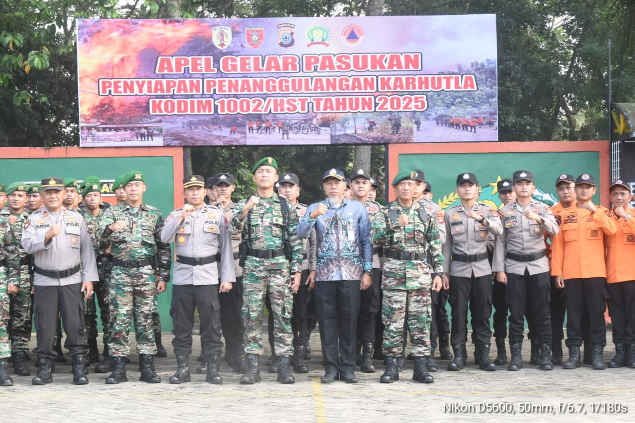 Kodim HST Bersama Instansi Gelar Apel Tanggap Karhutla