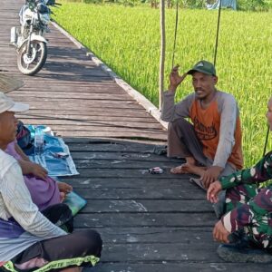 Babinsa Bersama Petani Manfaatkan Waktu Istirahat Untuk Pererat Kebersamaan Melalui Komunikasi Sosial