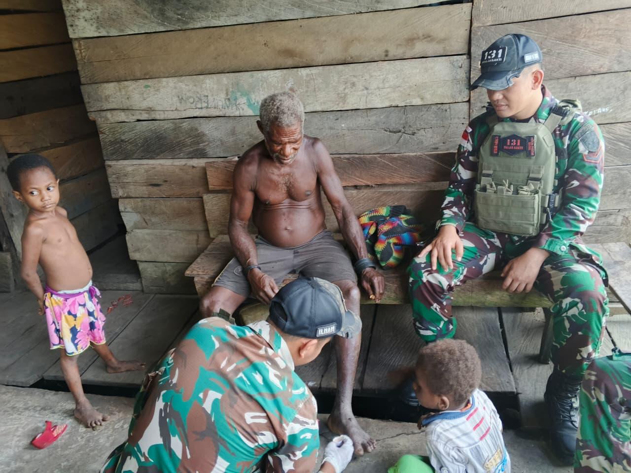 Satgas Yonif 131/Brs Gelar Pelayanan Kesehatan Bagi Warga Sawiyatami*