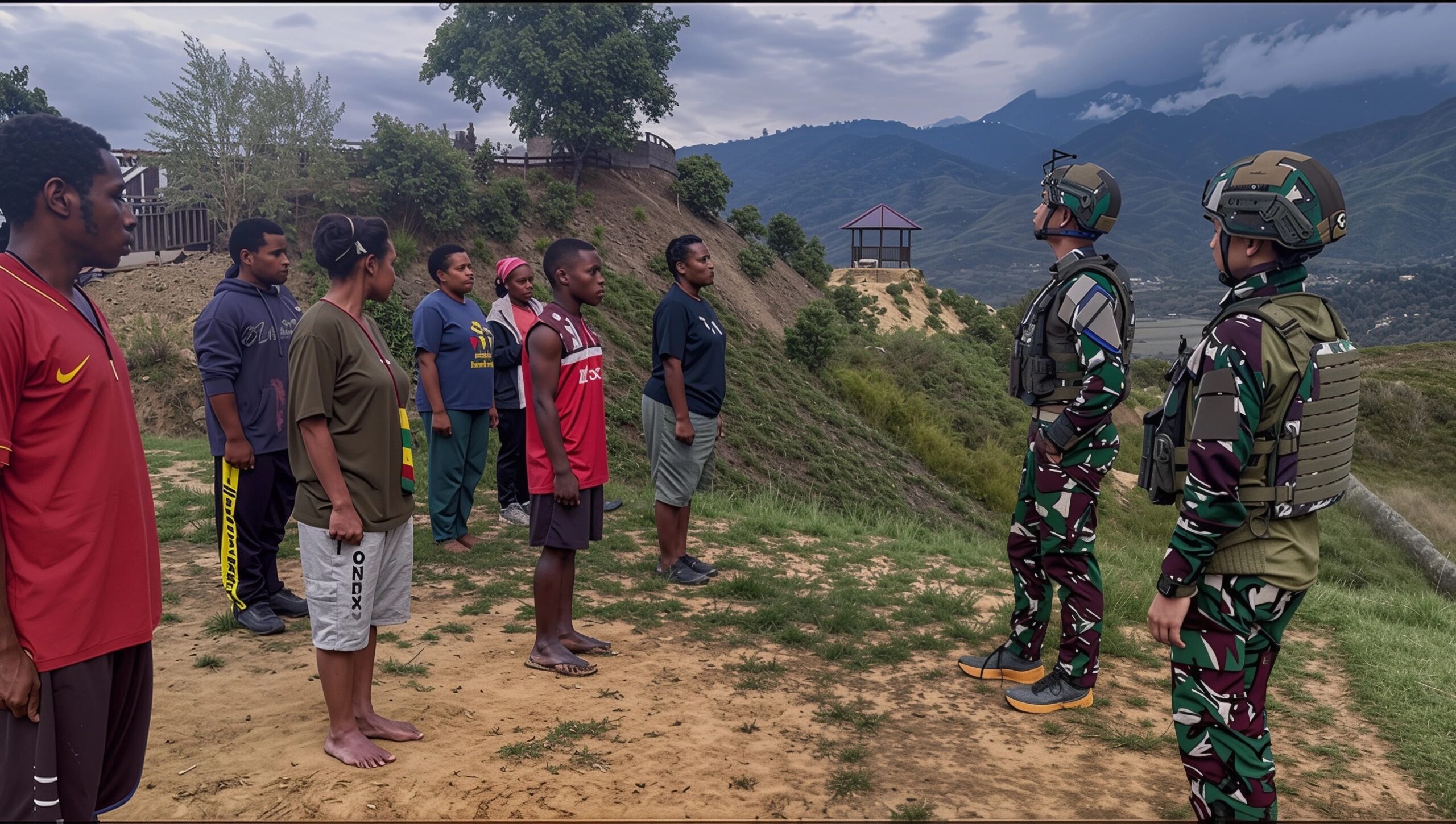 Disiplin Adalah Nafasku Satgas TNI Latih Pemuda Distrik PBB Pengenalan Sikap Dasar*