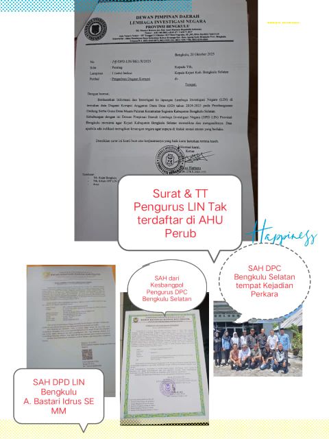 R.I. Wiratmoko Klarifikasi Sengketa Jabatan di LIN Bengkulu: Hanya A. Bastari Idrus yang Sah R.I. Wiratmoko Klarifikasi Sengketa Jabatan di LIN Bengkulu: Hanya A. Bastari Idrus yang Sah