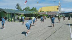 Koramil Timika Gelar Komsos Kreatif Bersama Warga Lewat Lomba Bola Voli