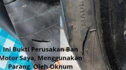 Tangkap Dan Penjarakan Dugaan Mantan Kades Taronggo, Rusak Ban Motor (RB) Gunakan Parang, Langgar Pasal 406 KUHP, Ancaman Pidana 2.8 Bulan.