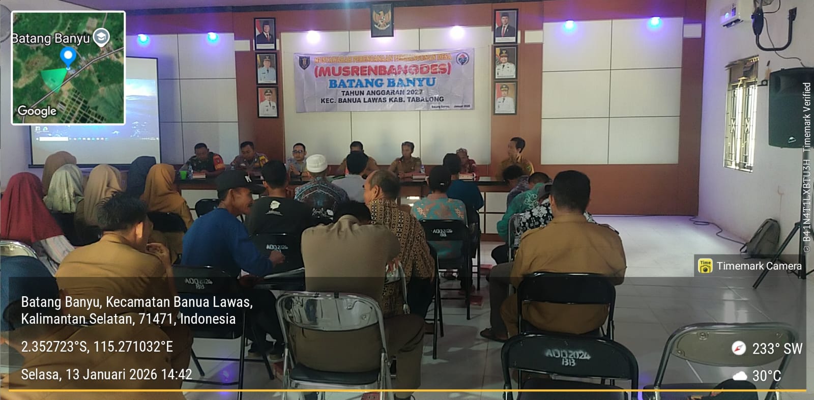 Babinsa Koramil 1008-06/Banua Lawas–Pugaan Hadiri Musrenbangdes TA 2027 di Desa Banyu Tajun