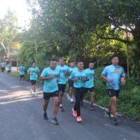 Pasiops Kodim 1008/Tabalong Pimpin Kegiatan Aerobik Lari Bersama