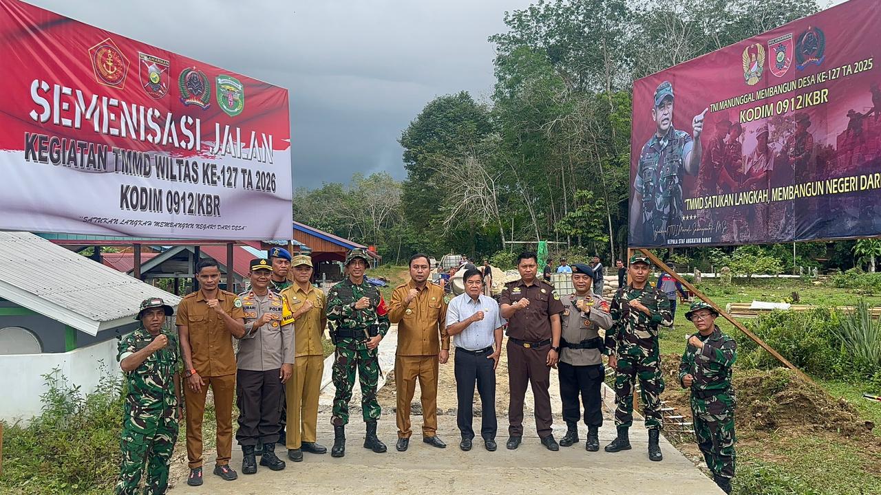 Usai Pembukaan TMMD Wiltas Ke-127 Tahun 2026, Bupati dan Forkopimda Tinjau Semenisasi Jalan 475 Meter di Linggang Amer