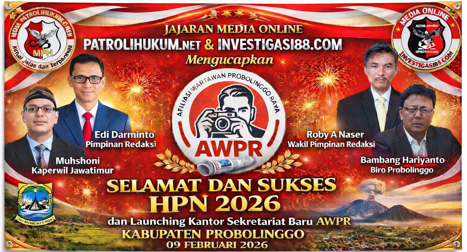 Edi Darminto Ucapkan Selamat HPN 2026 dan Launching Kantor AWPR, Harap Pers Probolinggo Makin Profesional