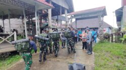 Warga Tering Lama dan Tering Lama Ulu Sambut Kedatangan Anggota Satgas TMMD Wiltas Ke-127