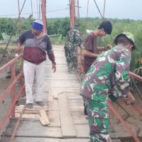 TNI AD Rampungkan Rehab Jembatan Gantung di Langkat, Akses dan Konektivitas Warga Kembali Normal
