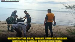 Sinergitas Tiga Pilar, Koramil Samboja Bersama Muspimcam Lakukan Pembersihan Pantai