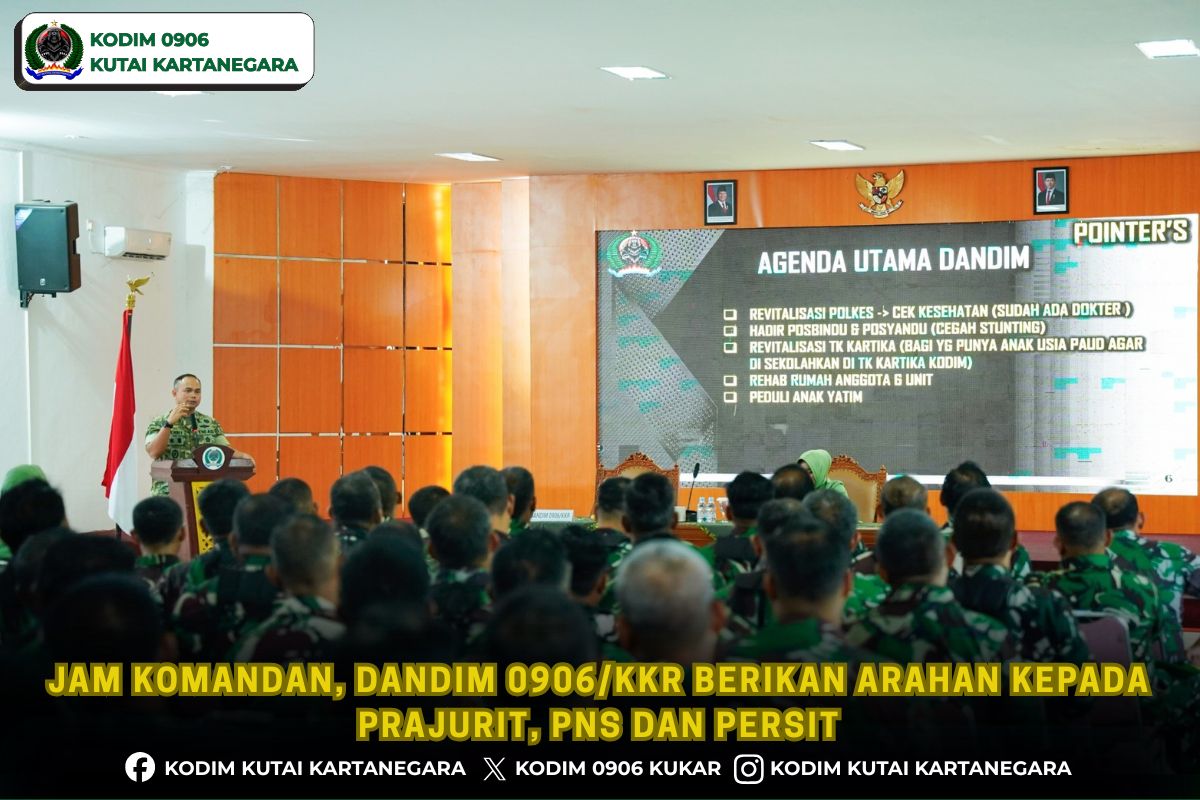 Jam Komandan, Dandim 0906/Kkr Berikan Arahan kepada Prajurit, PNS dan Persit