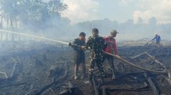 Babinsa Sigap, Kebakaran Lahan Karet di Desa Binturu Berhasil Dipadamkan