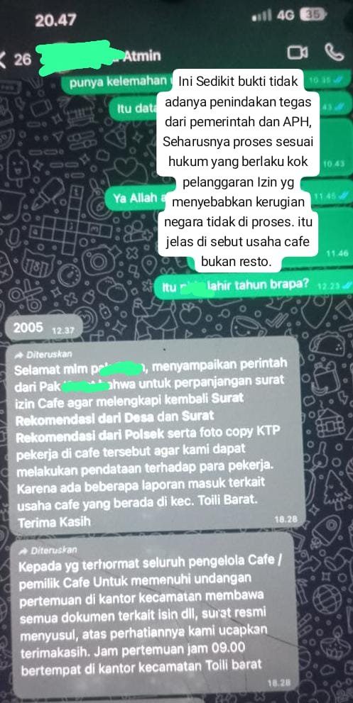 Miris. Banggai Krisis Kepercayaan Dan Keadilan Dugaan Pembiaran Izin Resto Dijadikan Bisnis Lendir, Cuma Perbaikan Bukan Penindakan.