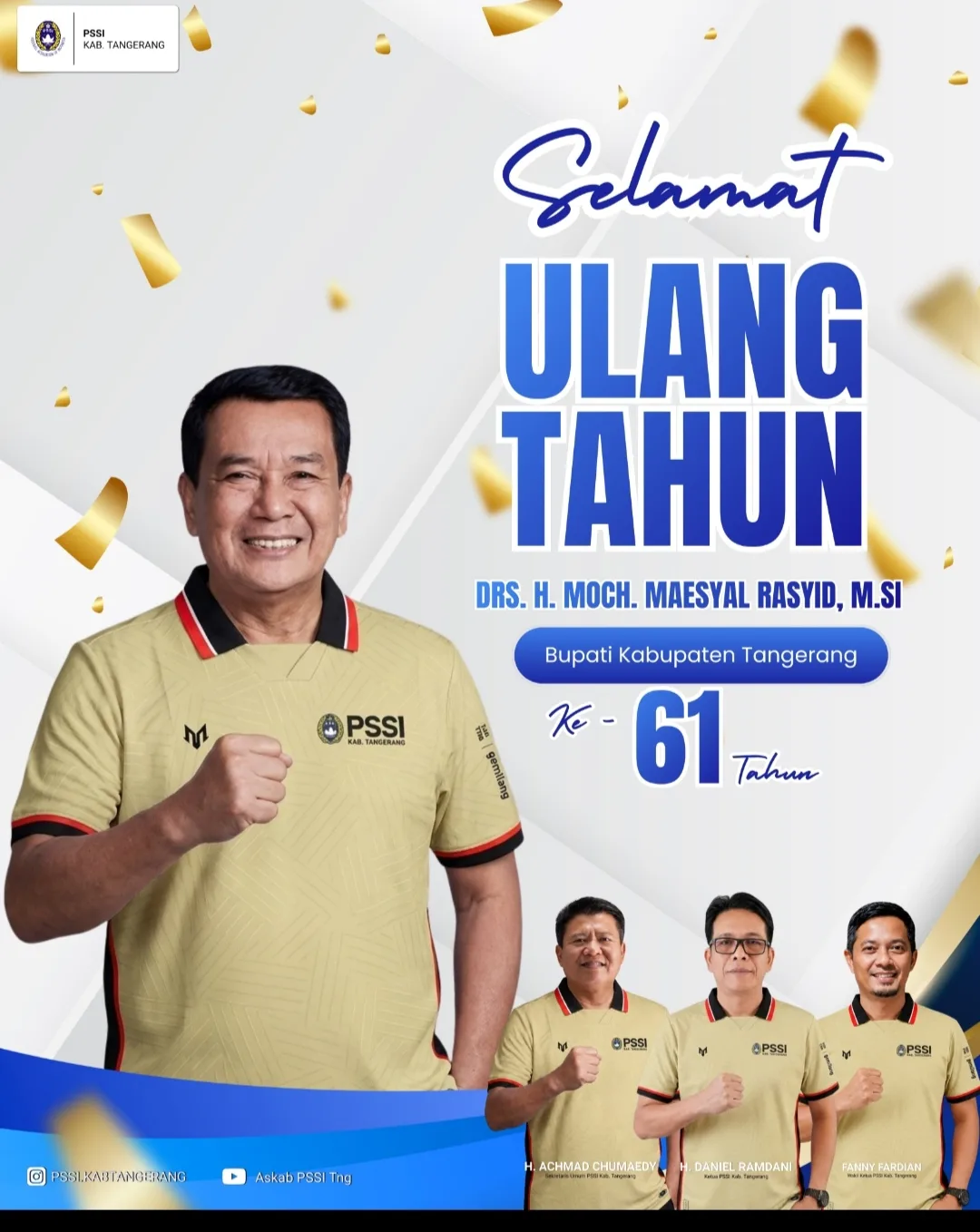 Ketua Askab PSSI Kabupaten Tangerang Beri Ucapan HUT ke-61 Bupati Maesyal Rasyid