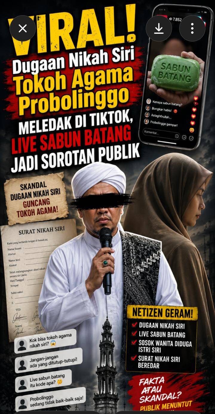 Heboh TikTok Probolinggo! Tokoh Agama Berinisial NH Diduga Nikah Siri, Warganet Desak Klarifikasi