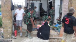 Kebersamaan Personel Satgas TMMD Ke-128 Kodim 0908/Bontang dan Warga Terjalin Hangat di Tengah Pengecoran Jalan