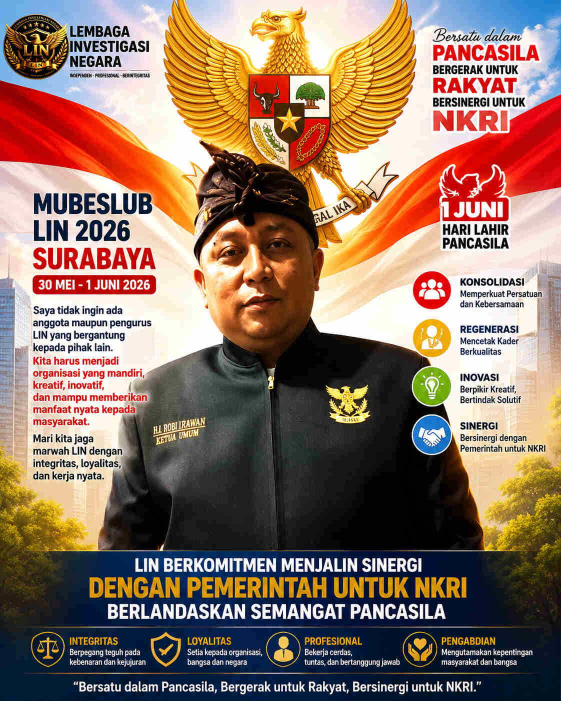 LIN Resmi Perbarui Struktur DPP 2026–2030 melalui Rakernas I Surabaya