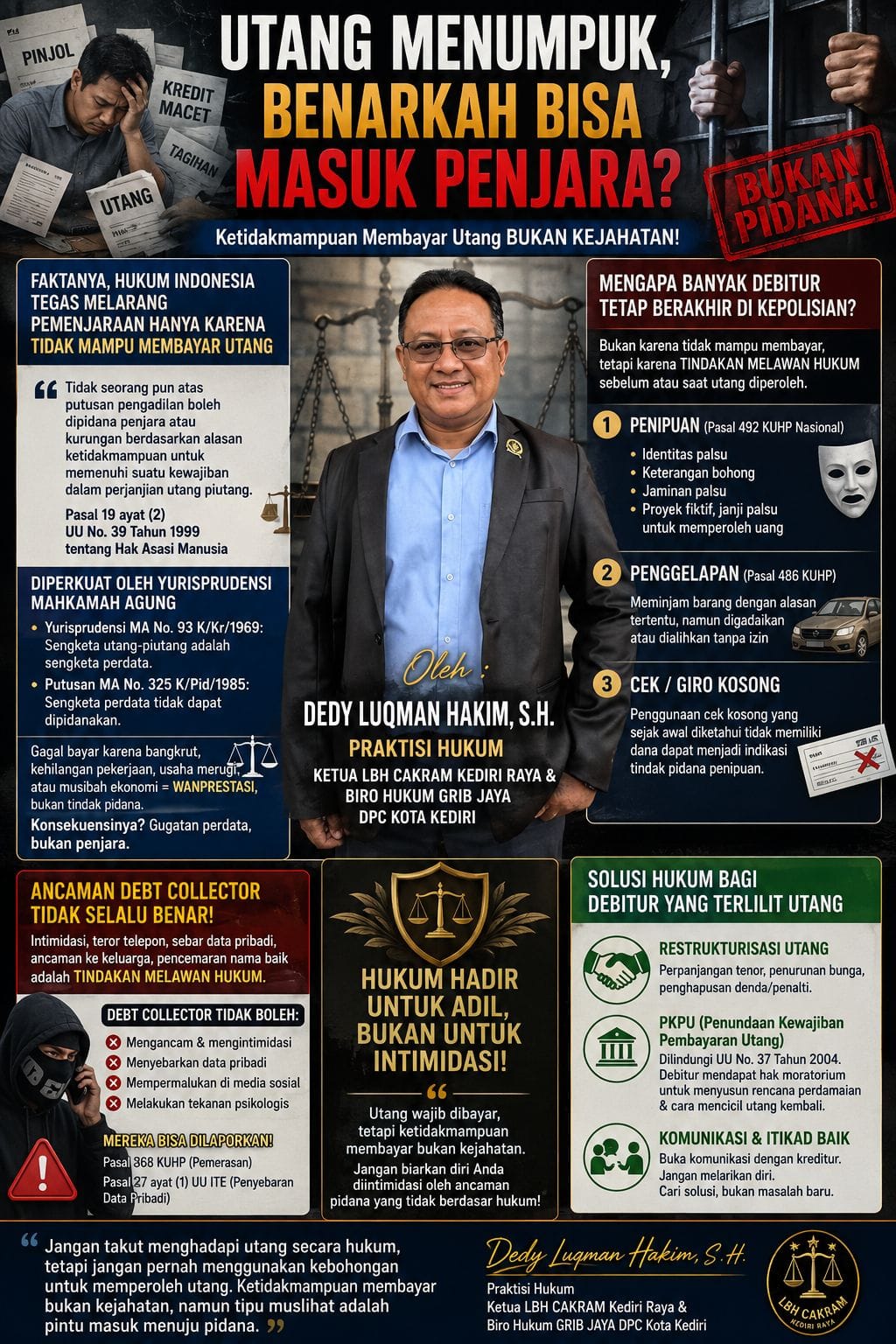 "Utang Menumpuk, Benarkah Bisa Masuk Penjara? Dedy Luqman Hakim Bongkar Batas Tipis Wanprestasi dan Tindak Pidana"