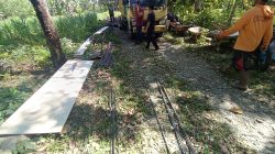 Material Terus Berdatangan, Pembangunan Jembatan Garuda Merah Putih di Desa Muang Dipercepat