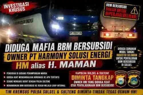 Dugaan Penyalahgunaan Solar Subsidi Mencuat, Nama Owner PT Harmony Solusi Energi Terseret