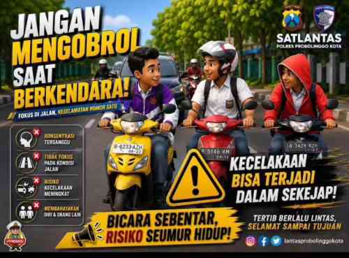 Satlantas Probolinggo Kota Edukasi Pengendara Agar Tidak Mengobrol Saat Mengemudi