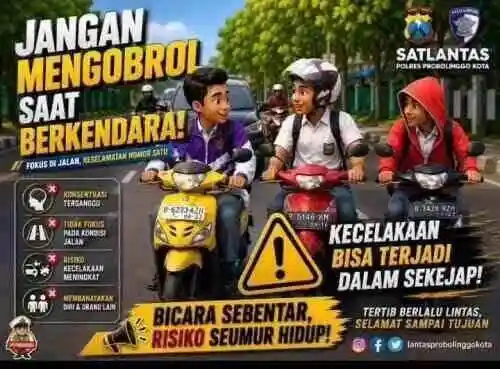 Satlantas Probolinggo Kota Edukasi Pengendara Agar Tidak Mengobrol Saat Mengemudi