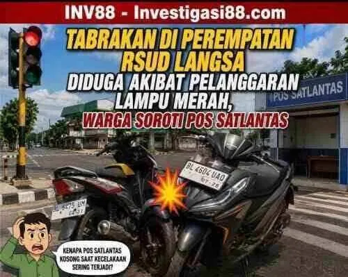 Tabrakan di Perempatan RSUD Langsa Diduga Akibat Pelanggaran Lampu Merah, Warga Soroti Pos Satlantas