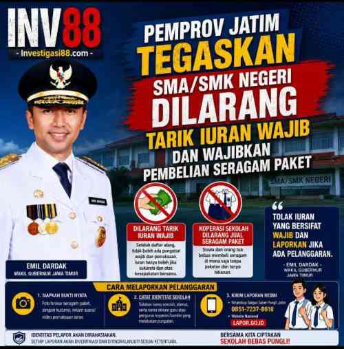 Pemprov Jatim Tegaskan SMA/SMK Negeri Dilarang Tarik Iuran Wajib dan Wajibkan Pembelian Seragam Paket