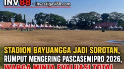 Stadion Bayuangga Jadi Sorotan, Rumput Mengering Pascasemipro 2026, Warga Minta Evaluasi Total