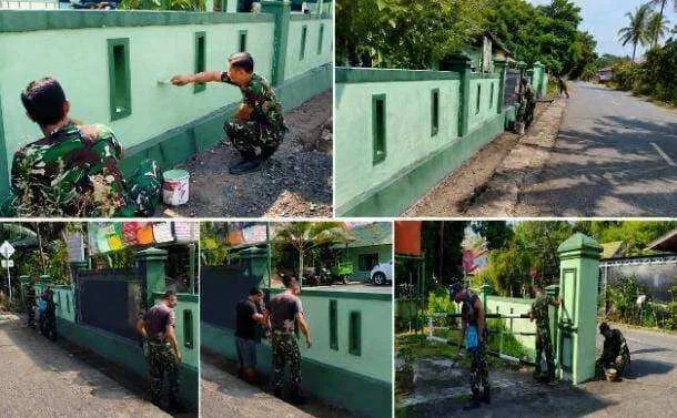 Sambut HUT ke-81 RI, Koramil 1008-04 Tanta–Murung Pudak Gelar Karya Bakti Bersihkan Markas