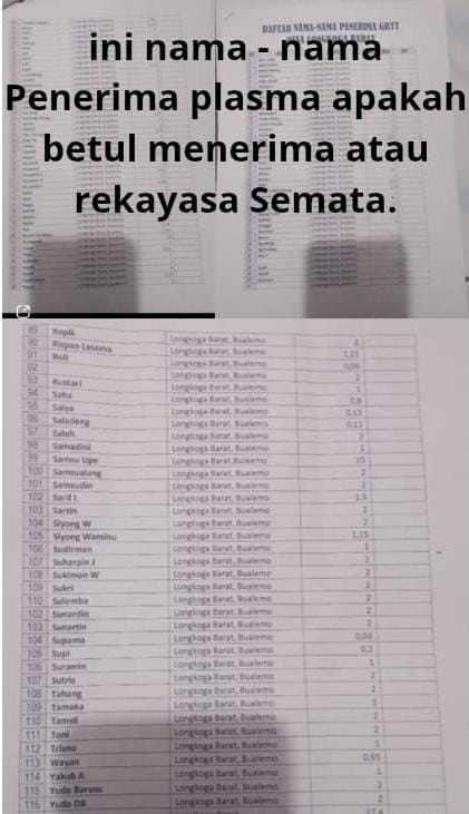 Diduga Dana Plasma Sarang Korupsi Berjamaah, Nama – Nama Penerima Rekayasa Semata, Diminta Ketua BPD Dan Pemdes Tunjukan Bukti Rinciannya.  ​