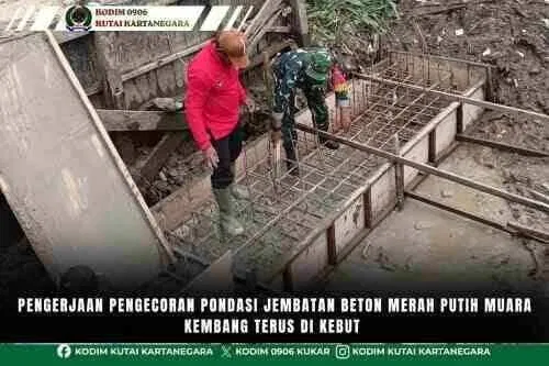 Pengerjaan Pengecoran Pondasi Jembatan Beton Merah Putih Muara Kembang Terus Di Kebut