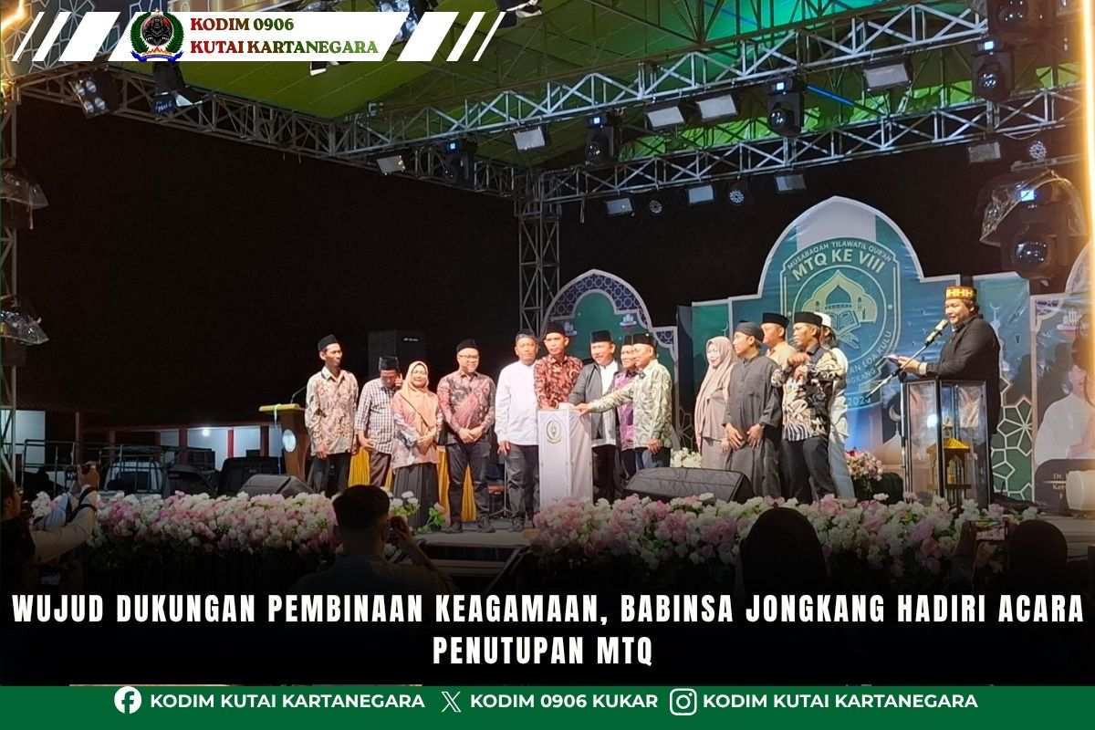 Wujud Dukungan Pembinaan Keagamaan, Babinsa Jongkang Hadiri Acara Penutupan MTQ