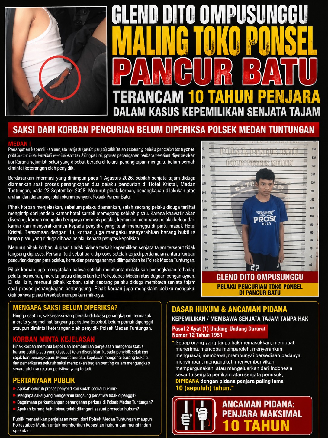 Kasus Sajam Tersangka Pencurian Ponsel Jadi Sorotan, Saksi Mengaku Belum Pernah Diperiksa