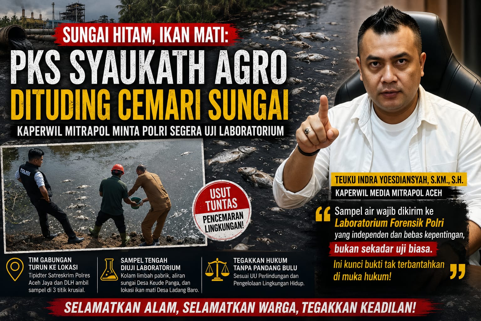 Ribuan Ikan Mati di Aceh Jaya, Aparat Diminta Usut Dugaan Pencemaran Sungai Secara Tuntas