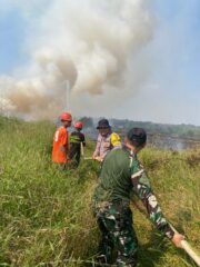 Babinsa Bersama Tim Gabungan Berjibaku Padamkan Karhutla di Desa Binturu