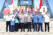 Polres Sabang, Pasang Bendera Merah Putih, Di Kilo Meter Nol, Sambut HUT-RI Ke-81