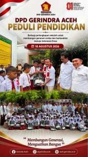 Gerindra Aceh, Bagikan Paket Pendidikan, Untuk Siswa SD 72 Alue Naga