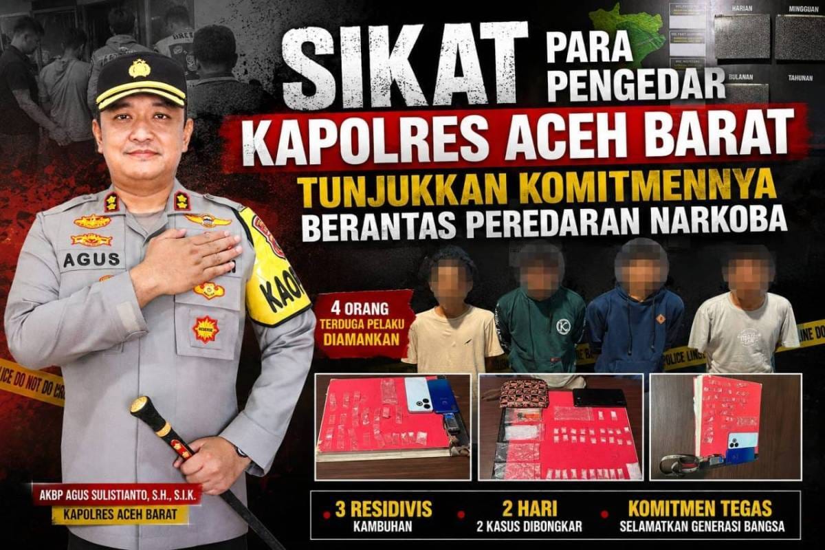 Sikat Para Pengedar, Kapolres Aceh Barat Tunjukkan Komitmennya Berantas Narkoba