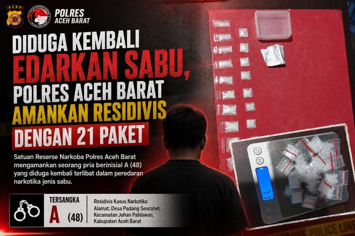 21 Paket Diduga Sabu Diamankan, Pria 48 Tahun Ditangkap Satresnarkoba Aceh Barat 21 Paket Diduga Sabu Diamankan, Pria 48 Tahun Ditangkap Satresnarkoba Aceh Barat