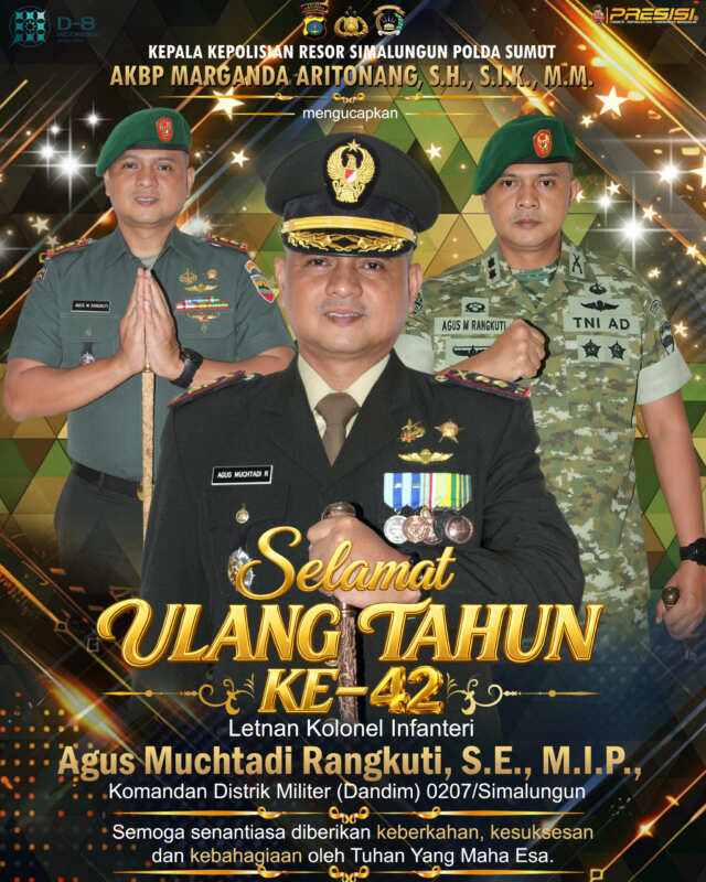 Siliditas TNI-Polri Rayakan Ultah ke-42 Dandim 0207/SML, Kapolres Simalungun Sampaikan Doa dan Harapan Terbaik
