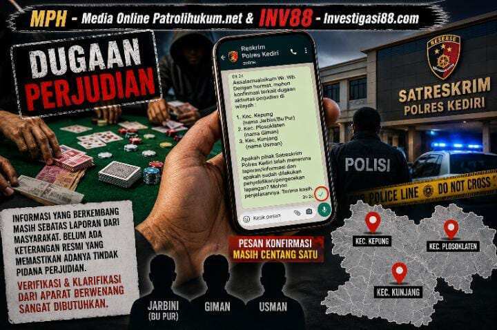 Dugaan Judi di Tiga Kecamatan Kediri Disorot, Media Minta Reskrim Bertindak