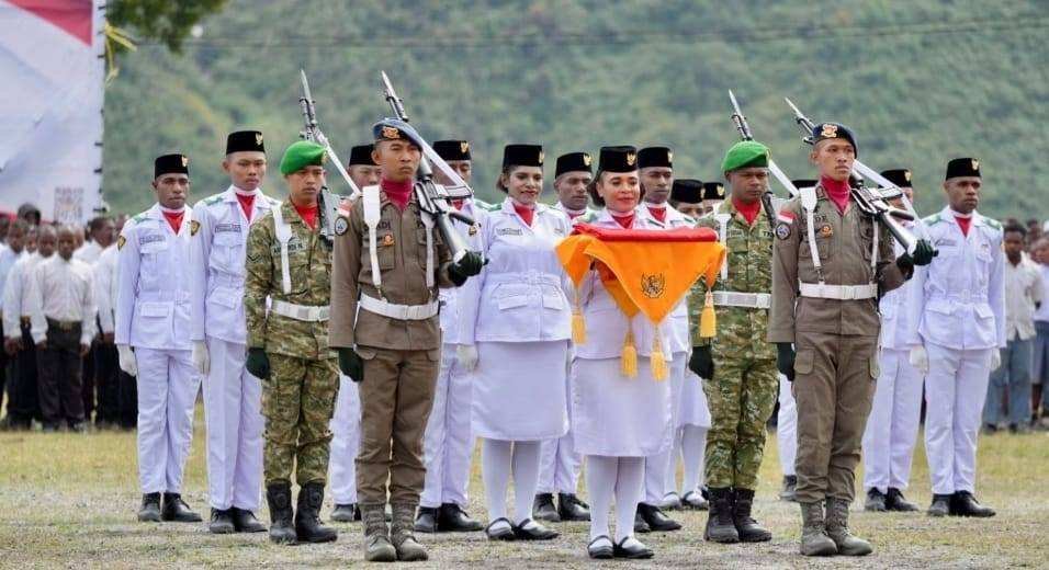 Kodim 1714/Puncak Jaya, Polri dan Pemda Sinergitas Kawal Penuh Upacara HUT RI Ke-81 di Puncak Jaya